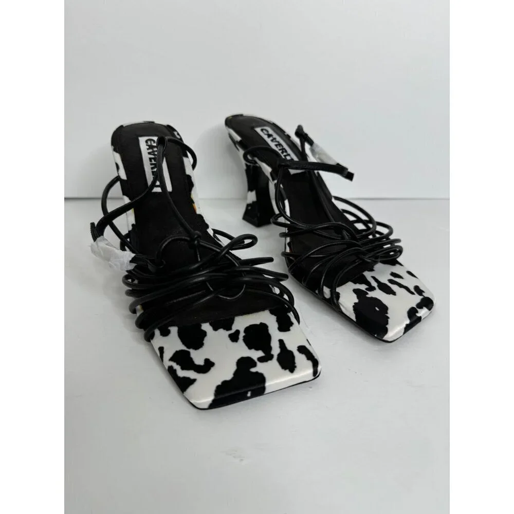 NewCaverley x Anthropologie Norman Leather Heel EU 36 US 6 Black White Strappy